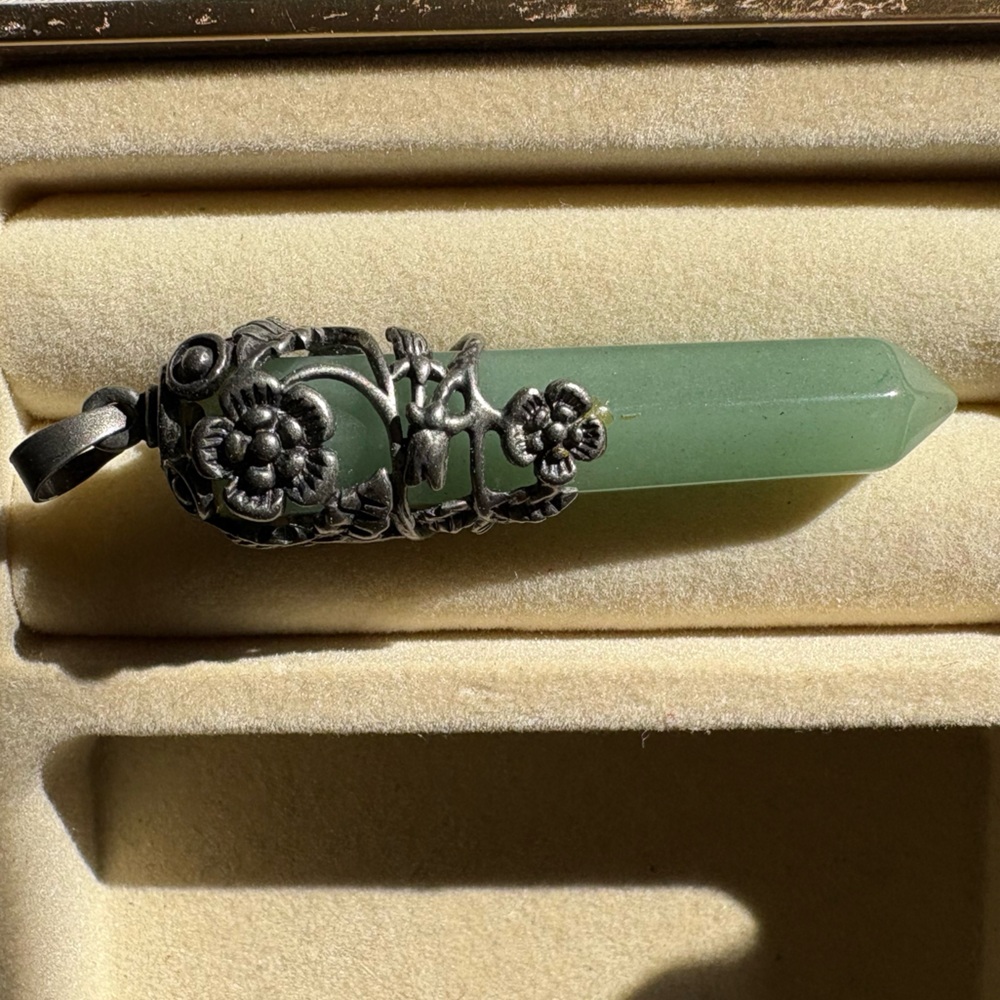 Silver and green crystal pendant